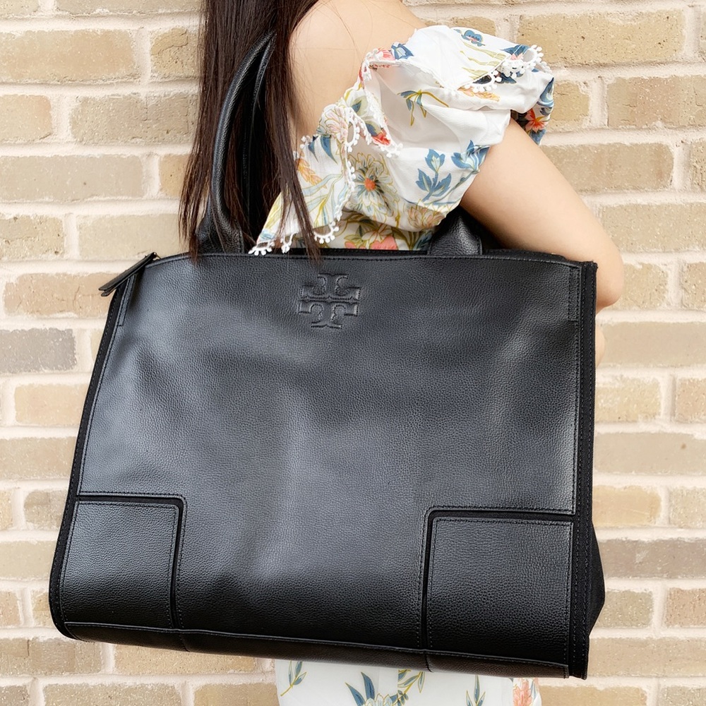 Tory Burch Elle Canvas Leather Tote Large Laptop - Picture 3 of 8